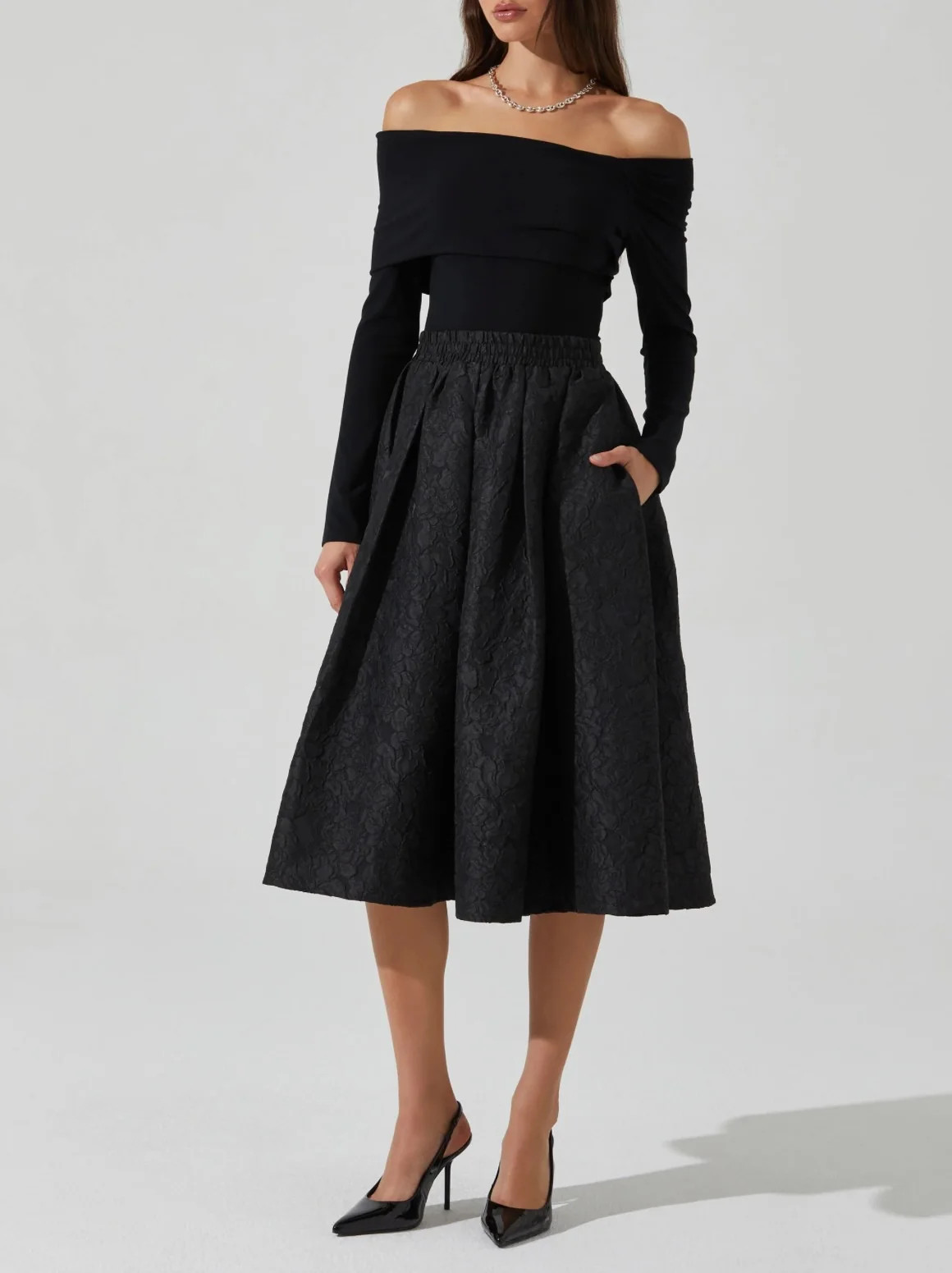 Andolina Jacquard Midi Skirt | Sierra Deene