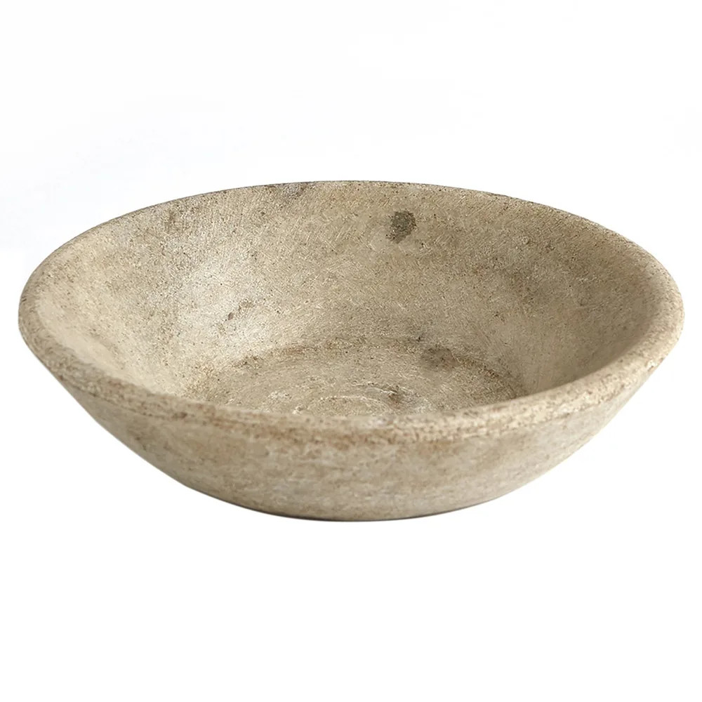 Allegra French Country Antique White Marble Round Decorative Bowl | Kathy Kuo Home