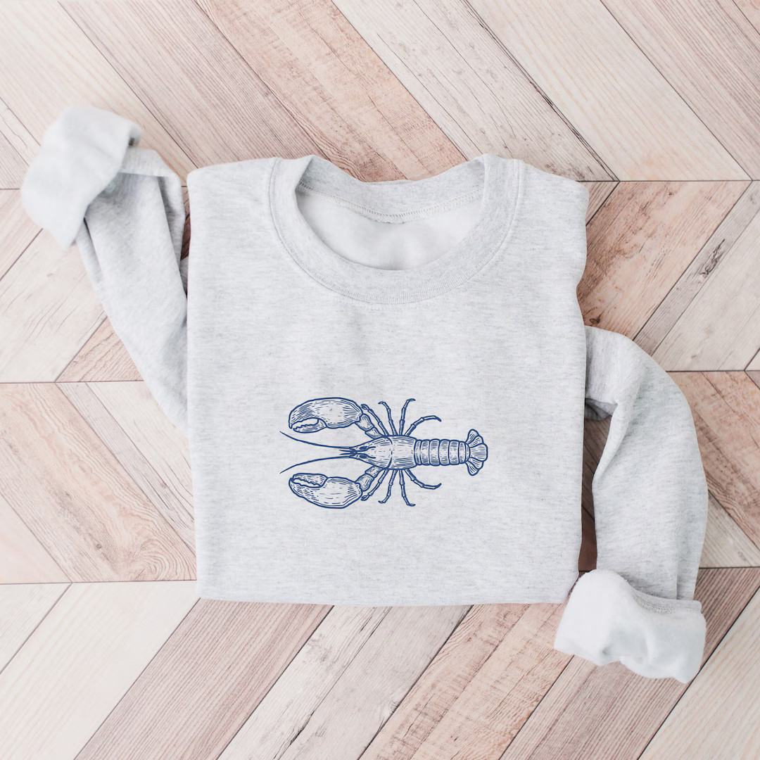 Lobster Sweatshirt Lobster Sweater Maine Sweatshirt Maine Gift Ideas Lobster Crewneck Beach Gift ... | Etsy (US)