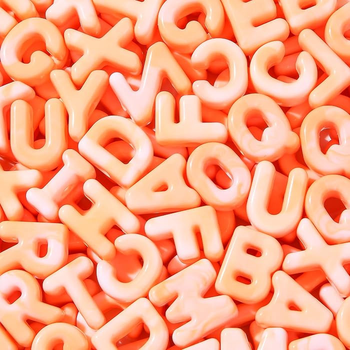 160pcs/500Gram Large 6mm Hole Letter Beads,Big Alphabet Shaped Beads Orange Color Letter Beads,La... | Amazon (US)