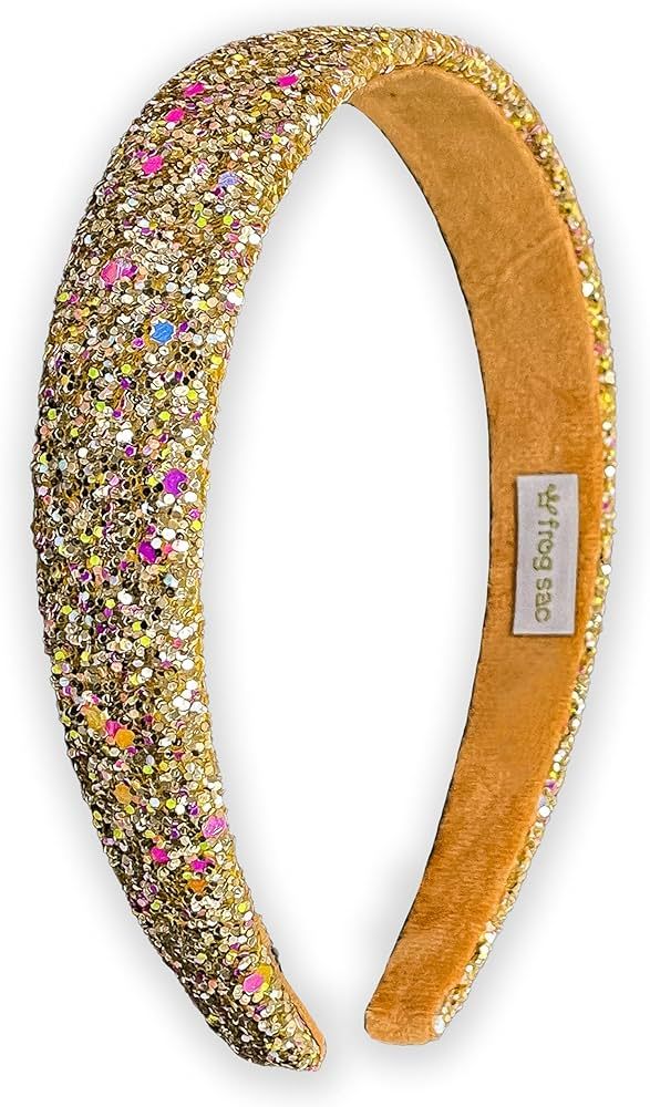 FROG SAC Glitter Headbands for Girls, Gold Headband for Little Girl Hair Accessories, Sparkly Wid... | Amazon (US)