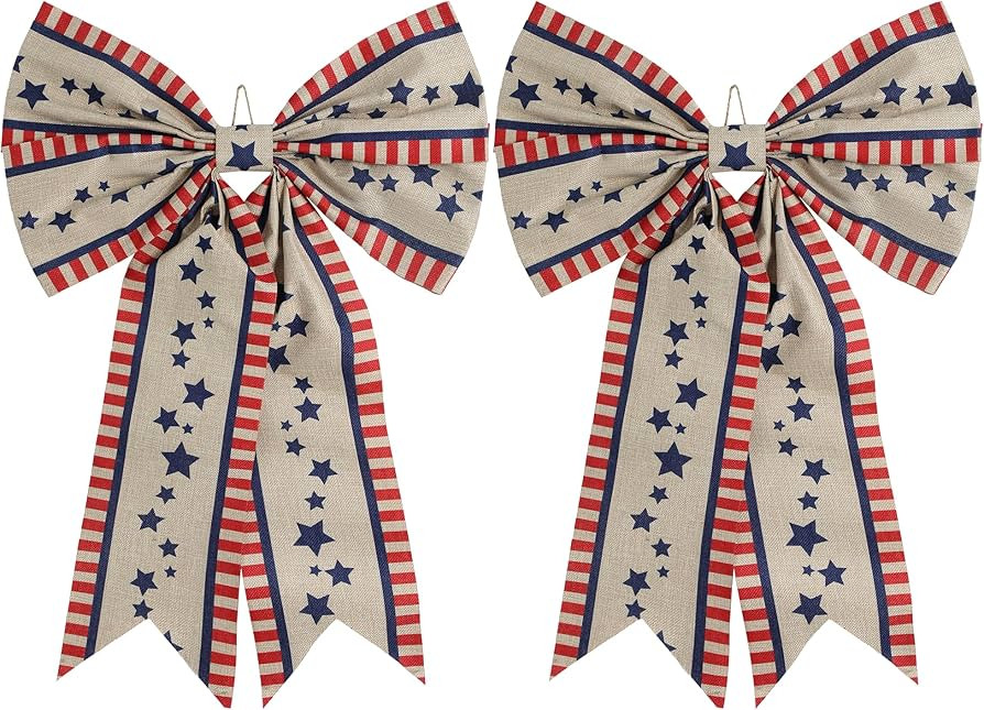 Sincere Party 2PACKS Large Bow Front Door Decorations 4th of July Patriotic Indoor Outdoor Hangin... | Amazon (US)