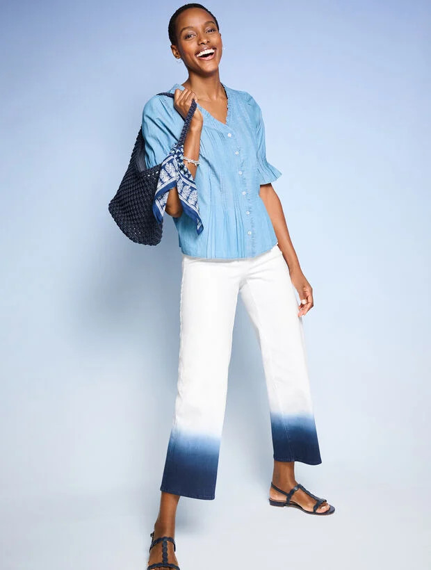 Pintuck Chambray Top | Talbots