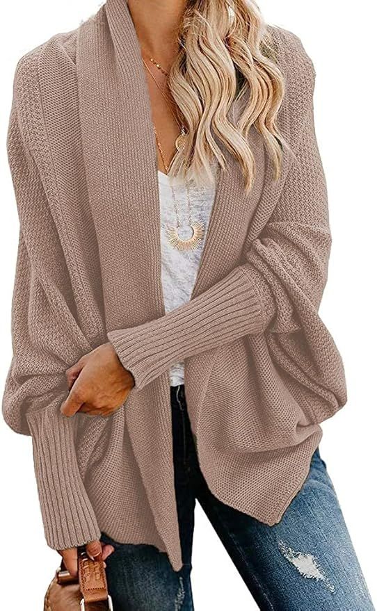 Womens Chunky Knit Cardigans Open Front Warm Sweaters Loose and Casual Outwear Coats | Amazon (US)