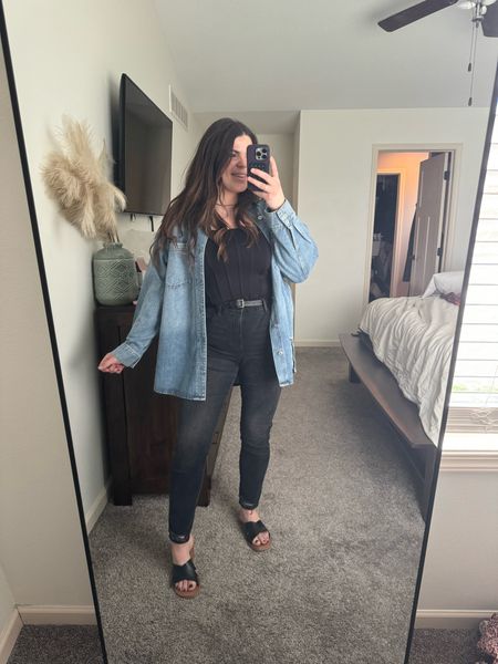Date night outfit! This corset top from Amazon was the best seller last week, you guys loved it! Appeared it was some good American skinny jeans and this oversized denim shirt from HM! This is going to sell out, it’s so good. If it’s really oversized and I size down to a large 

Date night, millennial mom, tummy control jeans, all black outfit  

#LTKstyletip #LTKfindsunder50 #LTKmidsize