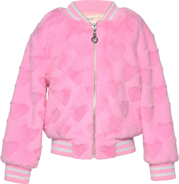 Truly Me Kids' Faux Fur Heart Bomber Jacket | Nordstrom | Nordstrom