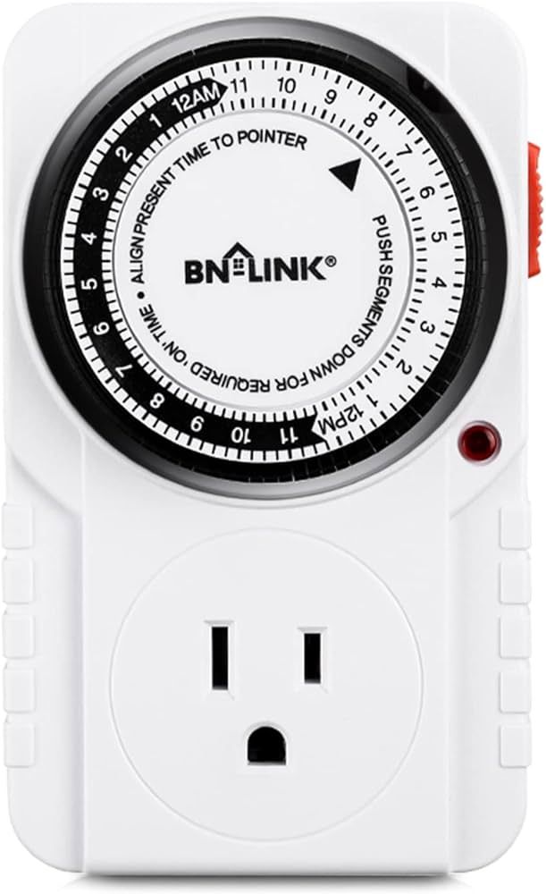 BN-LINK 24 Hour Plug-in Mechanical Timer Grounded for Aquarium, Grow Light, Hydroponics, Indoor L... | Amazon (US)