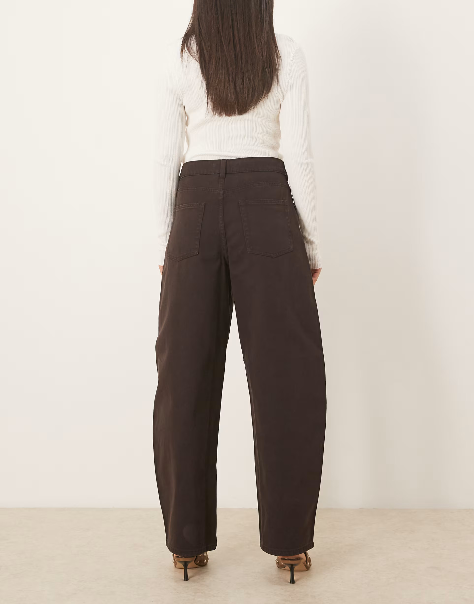 ASOS DESIGN high waist barrel jeans in chocolate | ASOS | ASOS (Global)