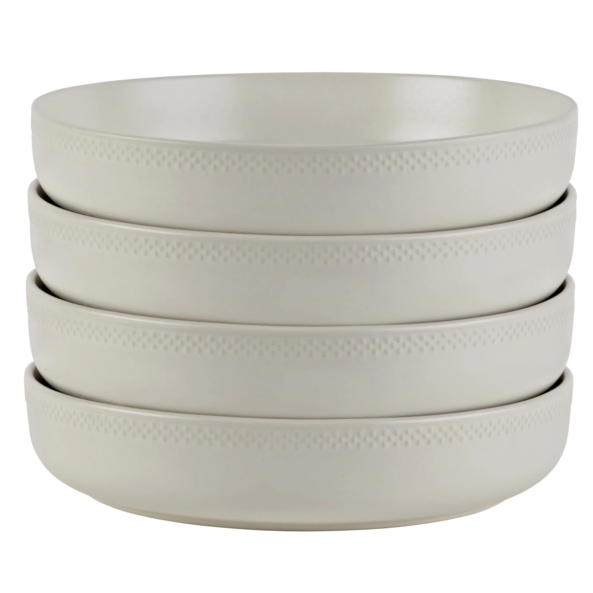 Beautiful Modern Dots  Set of 4 Stoneware Pasta Bowls White by Drew Barrymore - Walmart.com | Walmart (US)