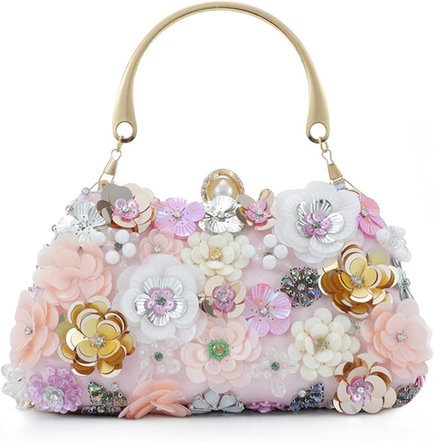 Fecialy Blume Kupplung Handtasche Frauen 3D Floral Abend Handtaschen Kette Riemen Schultertasche ... | Amazon (DE)