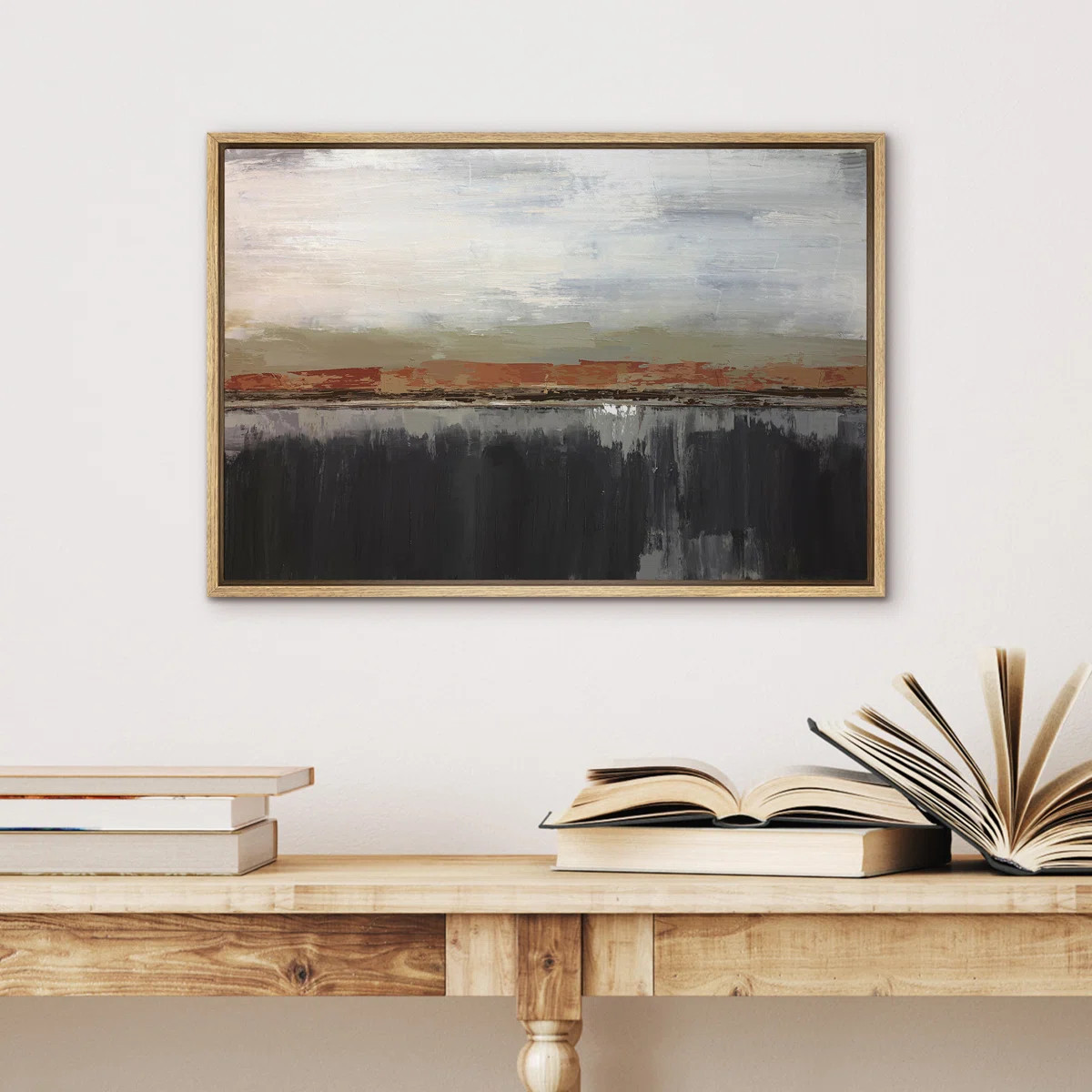 Minimal Landscape " IDEA4WALL Framed Canvas Wall Art No Texture Dark Paint Strokes Abstract Canva... | Wayfair North America