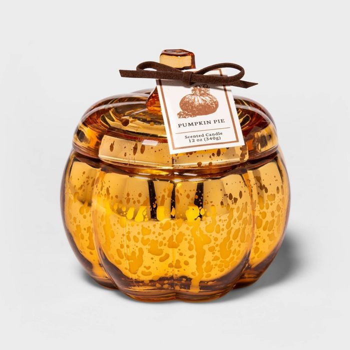 12oz Lidded Mercury Glass Pumpkin Jar 2-Wick Pumpkin Pie Candle - Threshold™ | Target