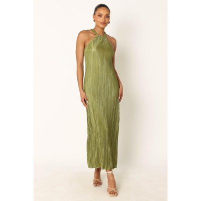Petal and Pup Womens Melody Plisse Halter Maxi Dress - Olive M | Target