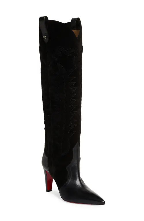 Christian Louboutin Santia Pointed Toe Knee High Boot in Black at Nordstrom, Size 10.5Us | Nordstrom