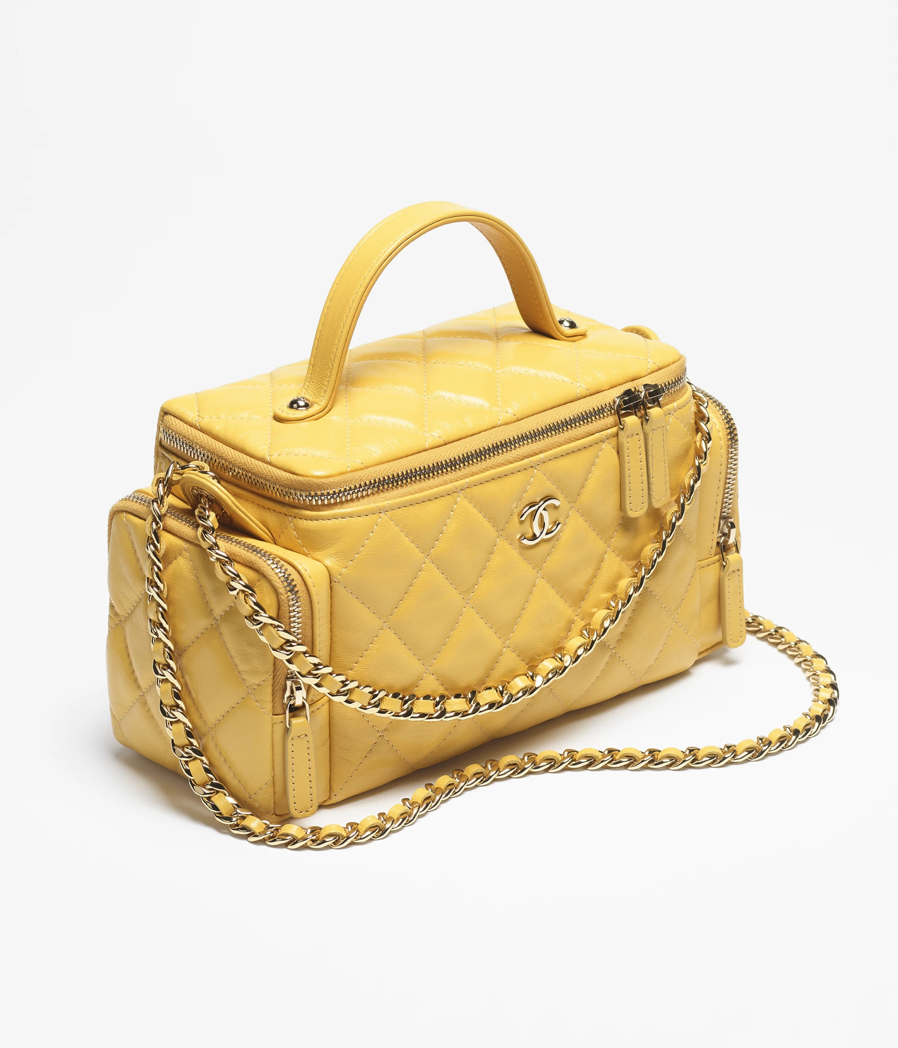 Shiny Crumpled Lambskin & Gold-Tone Metal Yellow | Chanel, Inc. (US)