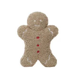 14.5" Brown Fabric Bouclé Gingerbread Man Shaped Pillow | Michaels | Michaels Stores