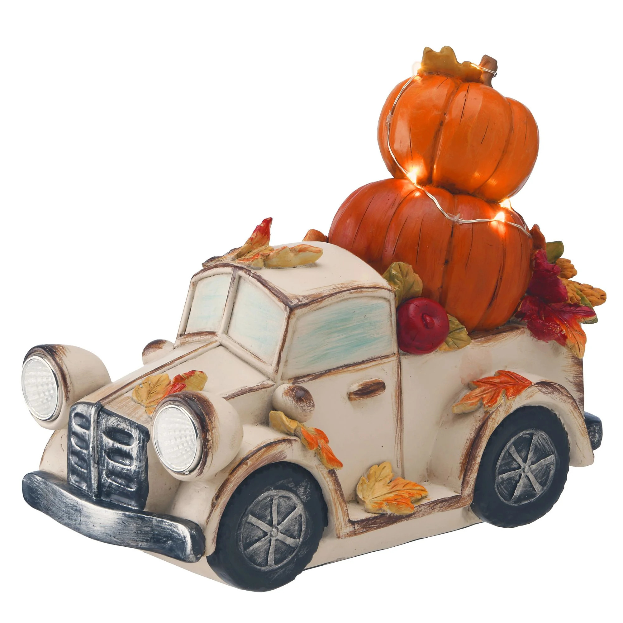 9" White and Orange LED Lighted Thanksgiving Pumpkin Truck Tabletop Decor | Walmart (US)