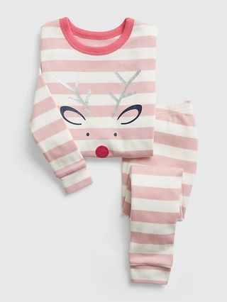 babyGap 100% Organic Cotton Reindeer Graphic Stripe PJ Set | Gap (US)