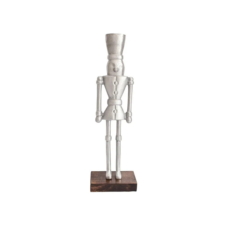 Metal and Wood Nutcracker Christmas Decoration, Silver, 14.96", by Holiday Time | Walmart (US)