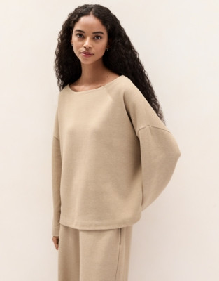 The White Company Brushed Cord Slash Neck Jumper, Camel Marl, Size: XL | The White Company UK & ROW
