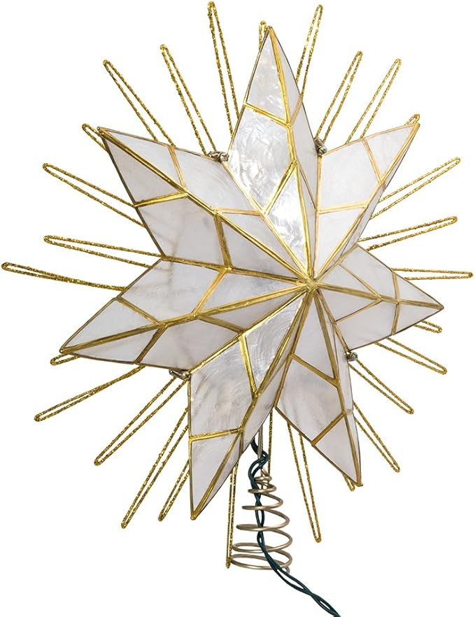 Kurt Adler 14" 7-Point Natural Capiz Star Lighted Treetop | Amazon (US)