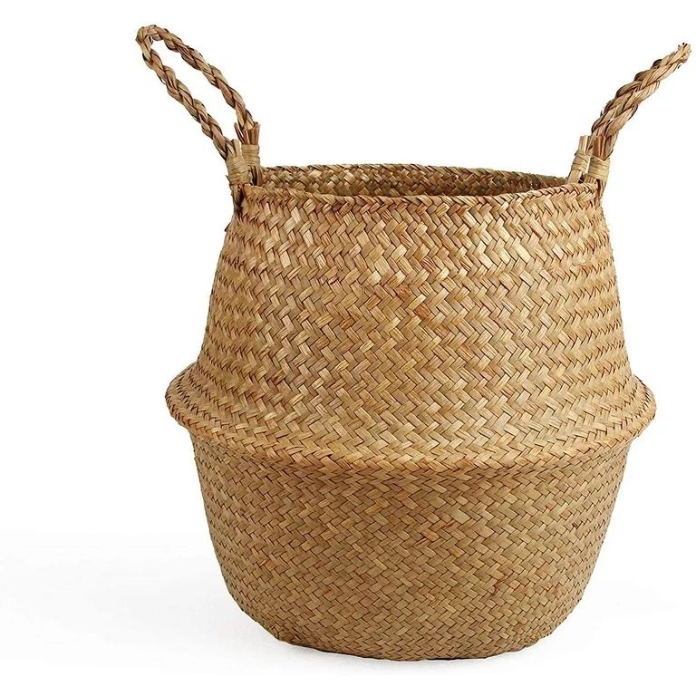 BlueMake Woven Seagrass Belly Basket for Storage Plant Pot Basket and Laundry, Picnic and Grocery... | Walmart (US)