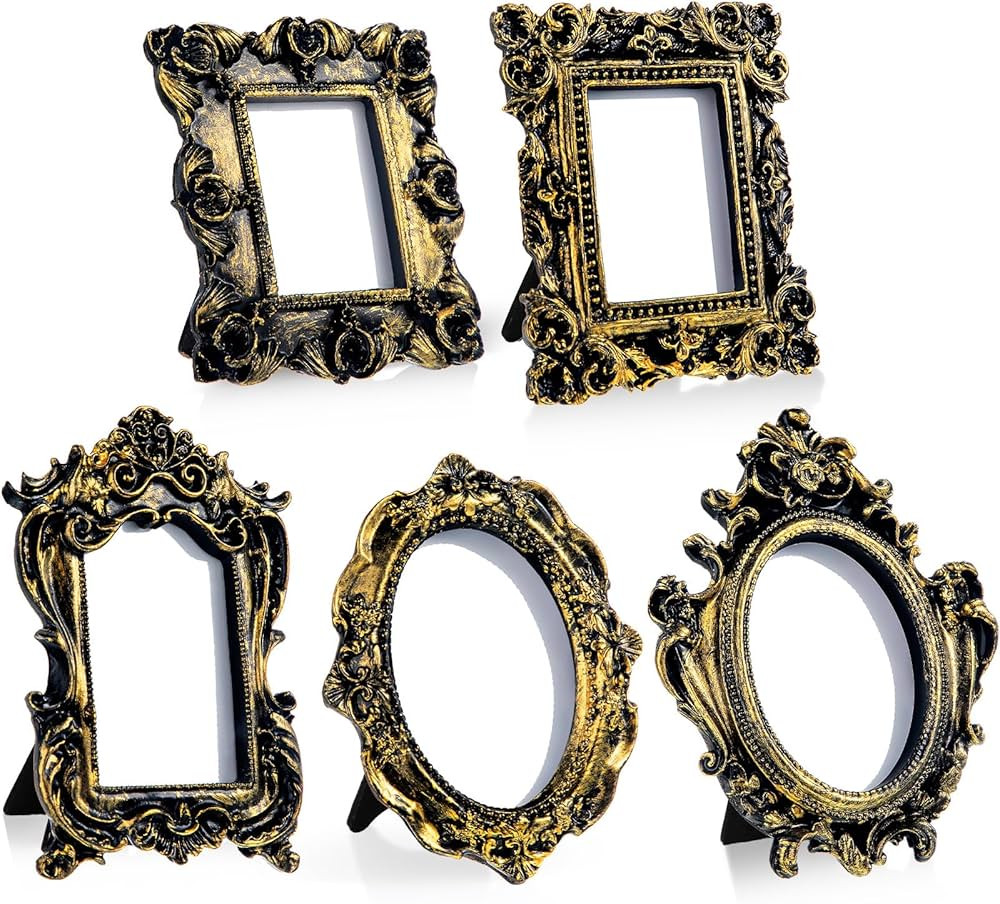 Maitys 5 Pcs Mini Picture Frames Vintage Tiny Frames Antique Photo Frame Baroque Ornate Resin Ova... | Amazon (US)