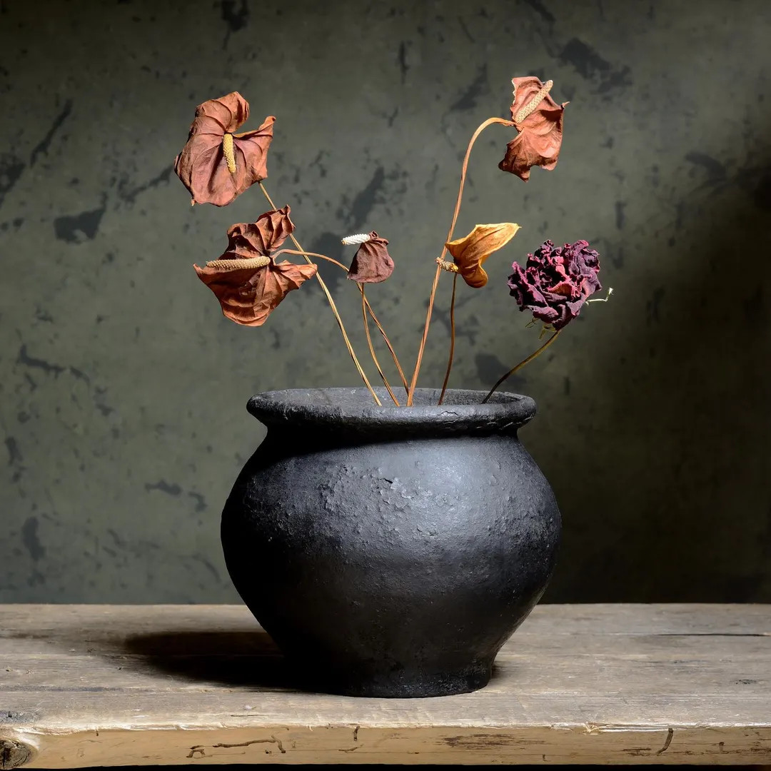 537 Pot en terre cuite noire antique, pot en terre cuite antique, vase de poterie de WabiSabi, r... | Etsy (US)