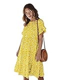 LANISEN Babydoll Dresses for Women,Women's Summer Casual Boho Floral Printed Short Sleeve O Neck Ple | Amazon (US)