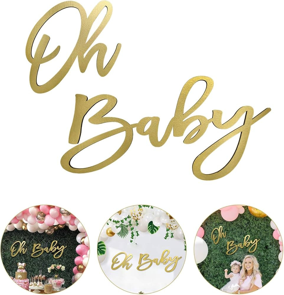Wooden Baby Shower Sign with Gold Painted, Perfect Baby Shower Party Banner for Baby Shower Boy/G... | Amazon (US)