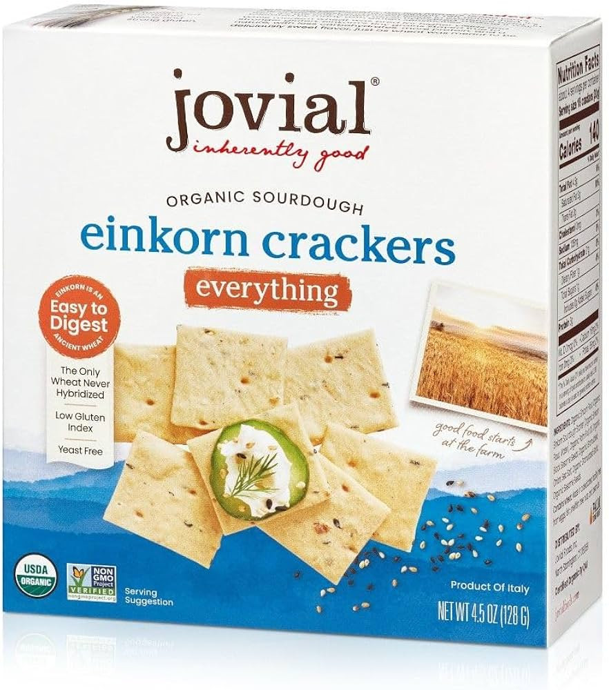 Jovial Organic Sourdough Einkorn Everything Crackers - Sourdough Crackers for Cheese Platter, Mad... | Amazon (US)