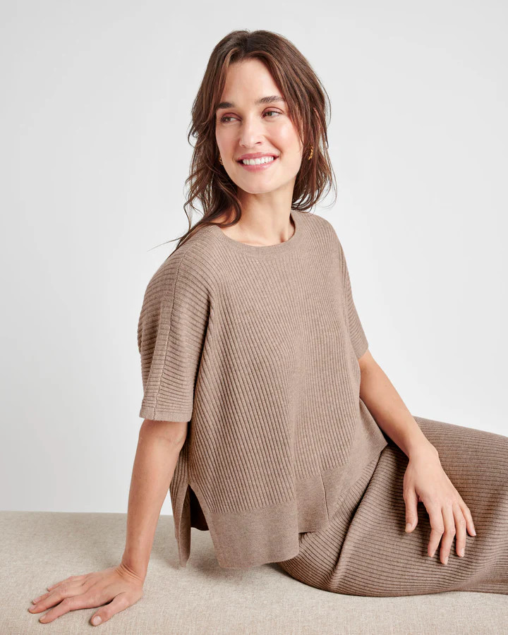 Georgie Cashblend Rib Short Sleeve Sweater | Splendid