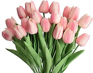 20pcs Artificial Tulips Flowers Fake Faux PU Tulip Bouquet Real Touch Flower Arrangement for Home... | Amazon (US)
