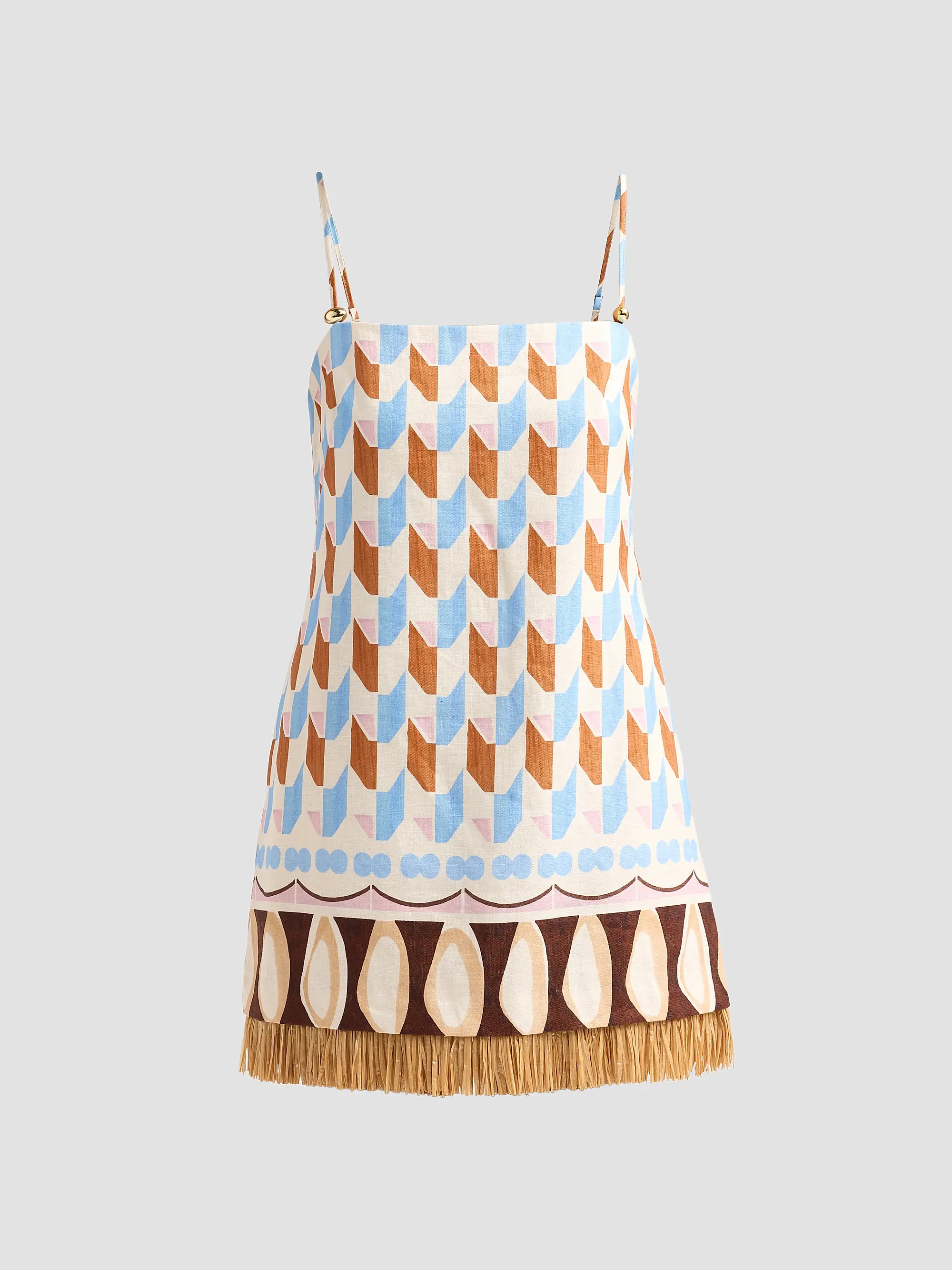 Valencia Geometri Raffia Fringe Mini Dress | Saks Fifth Avenue