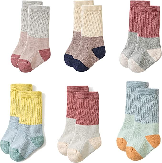 Toddler Baby Girls Boys Socks - Cotton Crew Socks for Baby Gifts Pack | Amazon (US)