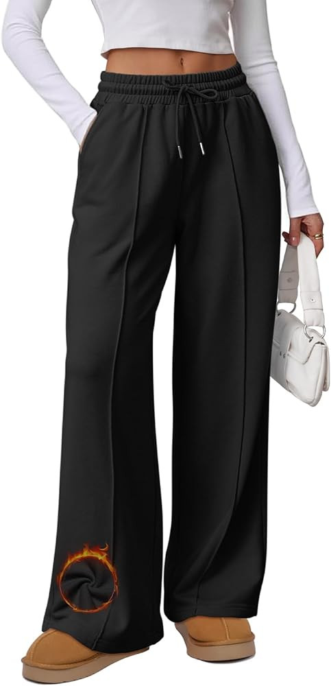 ATHMILE Womens Wide Leg Sweatpants High Waisted Baggy Pants Fashion Teen Girl Drawstring Athletic... | Amazon (US)