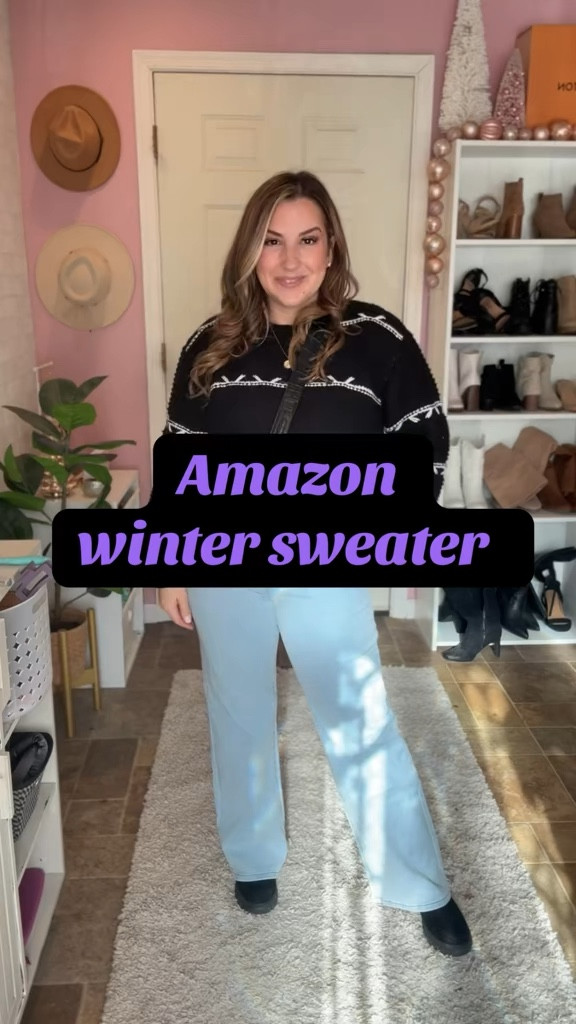 Winter sweater outfit idea from Amazon 
Sweater and wide leg jeans 

#LTKFindsUnder50 #LTKStyleTip #LTKSeasonal