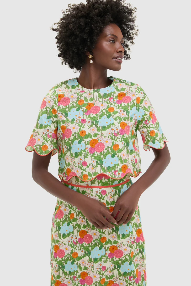 Multi Green Begonia Floral Ezra Blouse | Tuckernuck (US)