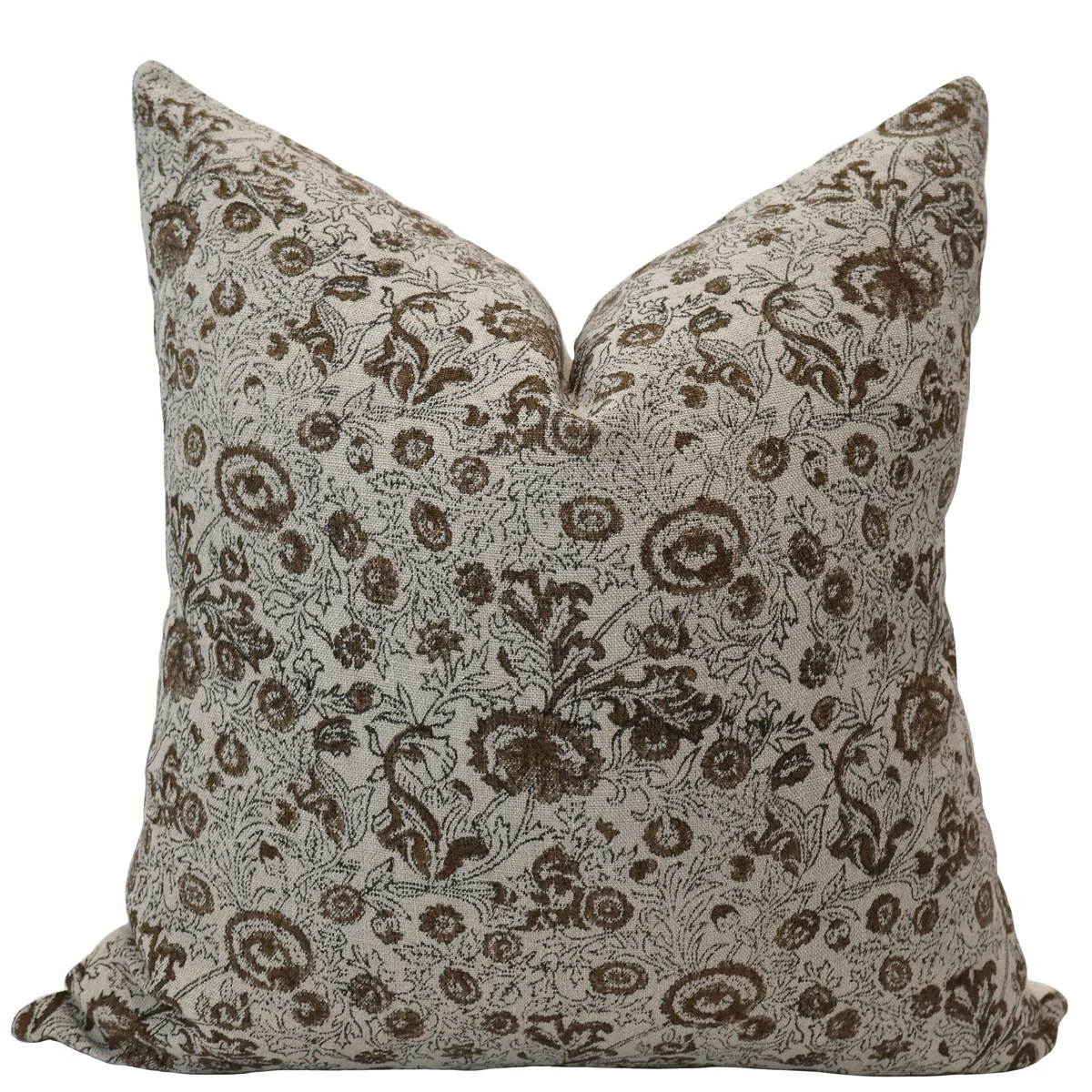 Chocolate Flower Block Print Pillow Cover | Hackner Home (US)