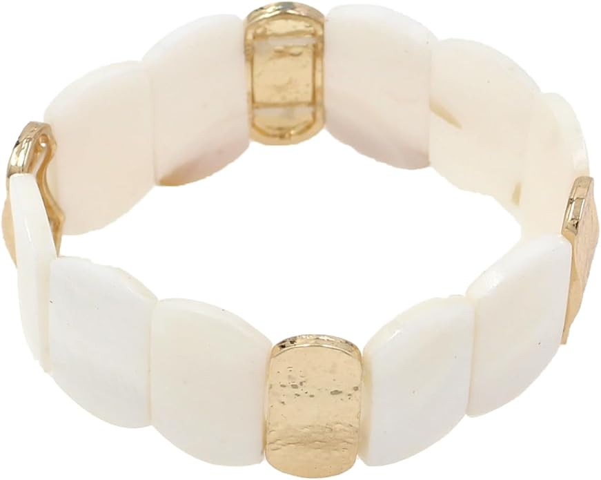 Jules D.Chunky Beaded Bracelets Colorful Natural Shell Stretch Bracelets Rectangle Boho Bracelets... | Amazon (US)