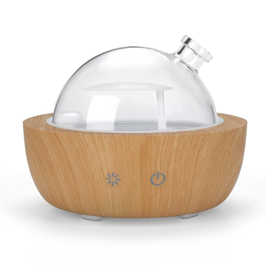Glass Essential Oil Diffusers for Home, Wood Grain Base Humidifier, Decorative Bedroom Aromathera... | Amazon (US)