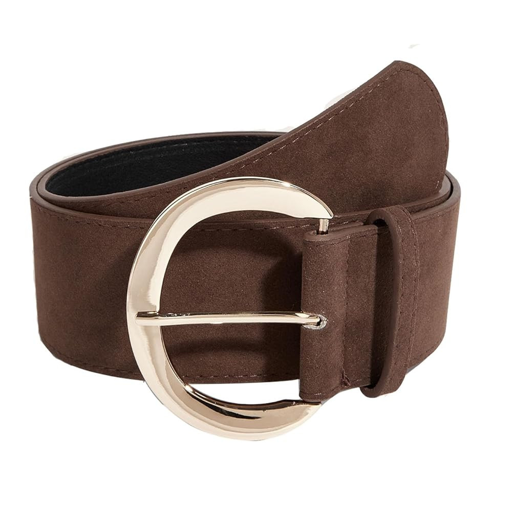 Fashion Women's Retro Wide Faux Suede Leather Waist Belt for Jeans Dress Coats Casual Wear | Amazon (US)