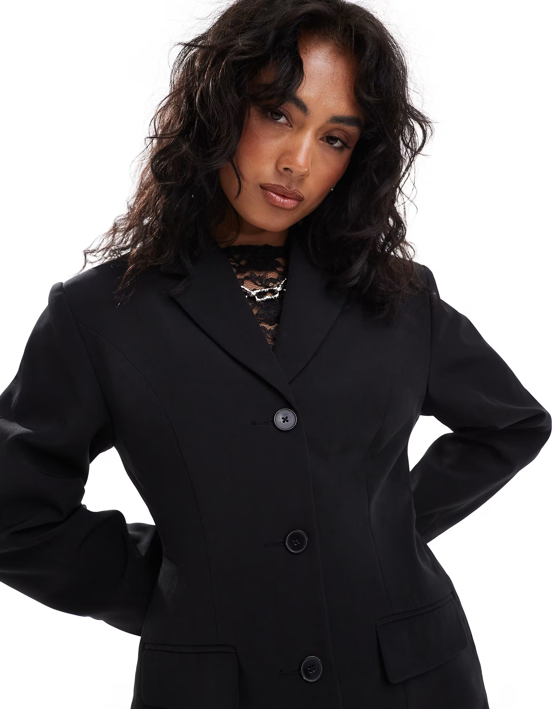 ASOS DESIGN nipped waist blazer in black | ASOS | ASOS (Global)