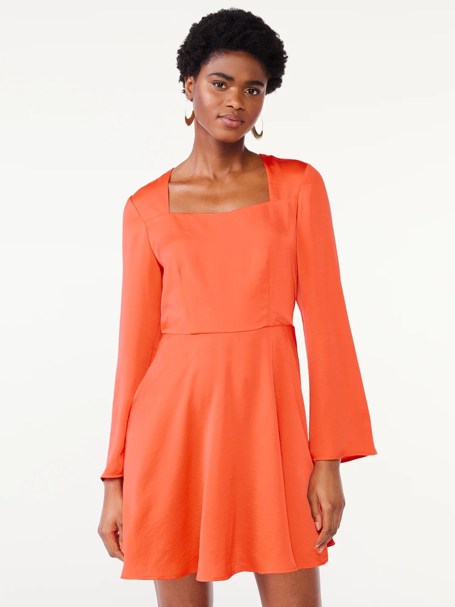Scoop Women's Square Neck Short Dress, Sizes XS-XXL - Walmart.com | Walmart (US)
