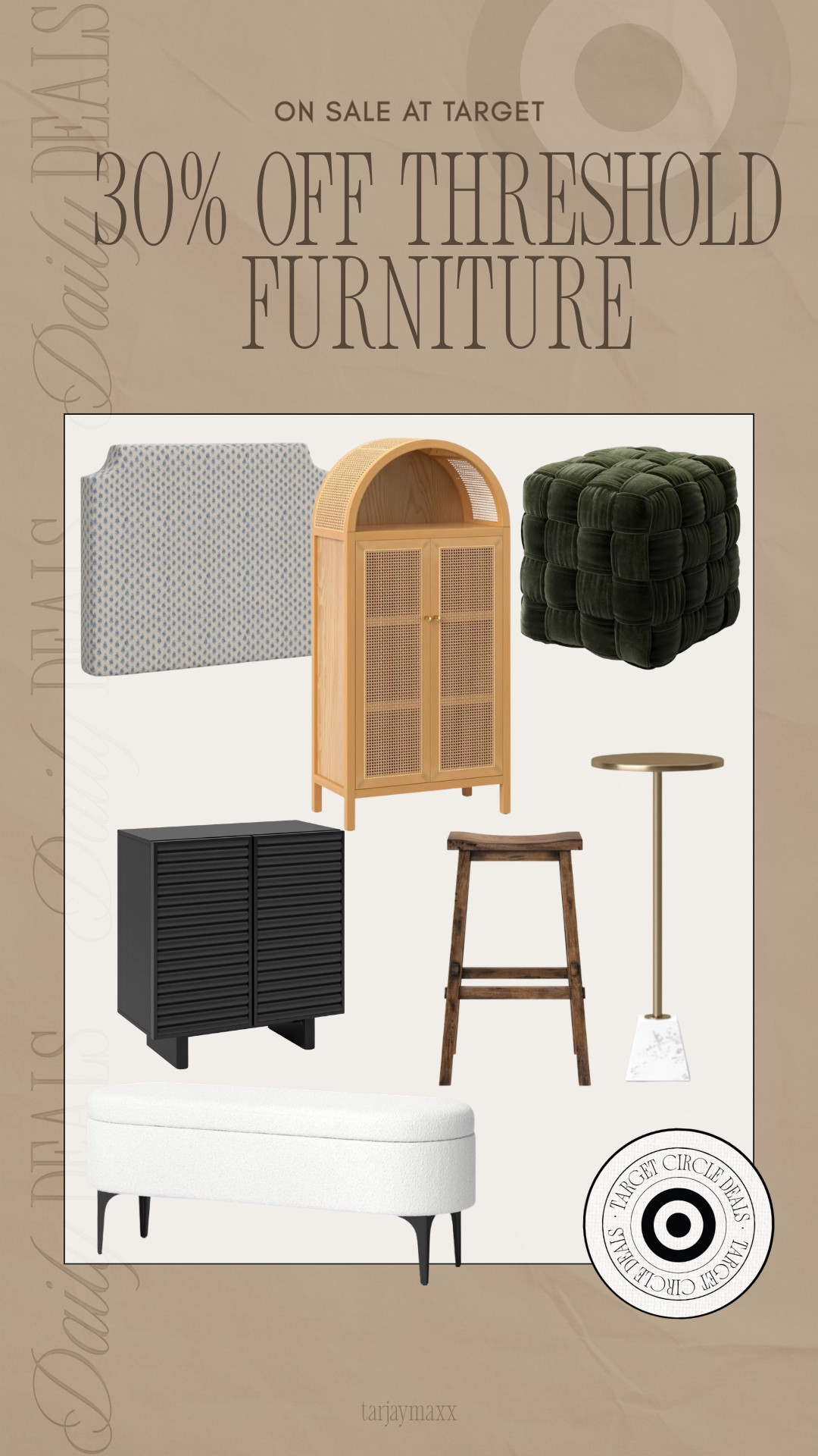 Target is having a massive 30% off sale on Threshold furniture right now! It is the perfect time to grab those high-end looking pieces like the arched rattan cabinet, the dark green woven velvet ottoman, or that stunning white boucle storage bench. I am also seeing great deals on marble-base accent tables and sleek black cabinets that would elevate any room instantly. Whether you are looking for a new barstool or a patterned headboard, this sale has the best neutral and trendy finds to complete your home refresh! accolade crew neck pullover, chocolate brown outfit, date night outfits, dark wash denim, silver hardware, analog hobbies, valentines outfit women, knits and shawls, valentines day outfit women, vacation outfits beach, threshold furniture sale, target home, rattan cabinet, velvet ottoman, boucle bench, target circle deals, target finds, neutral home decor, interior design ideas, studio mcgee style, target style, home refresh, viral target finds, apartment decor, furniture deals, modern organic home, entryway styling, bedroom makeover, target deals 

 #LTKActive #LTKHome #LTKTravel