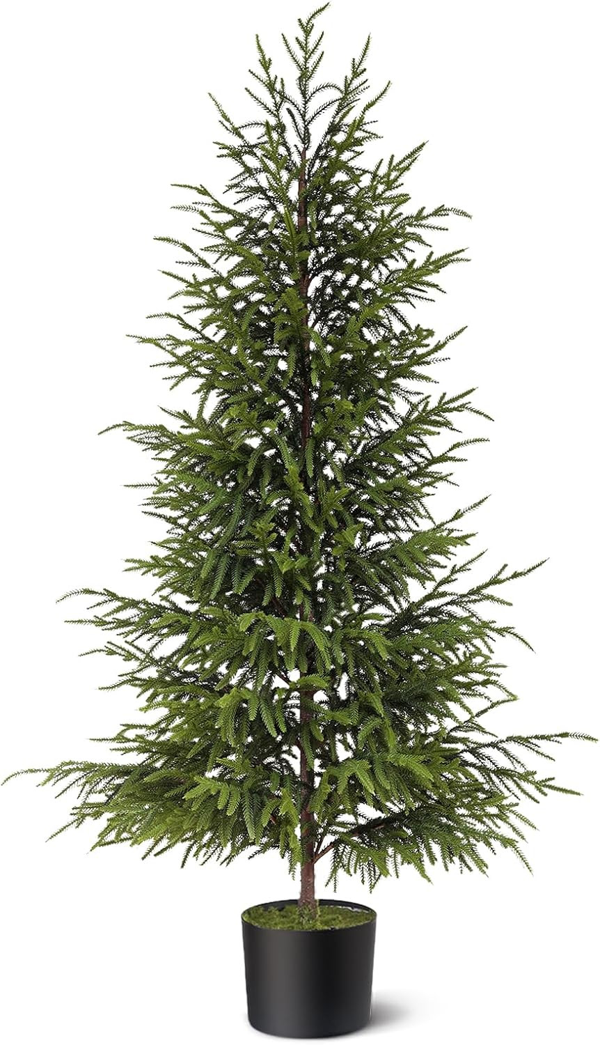 4ft Christmas Norfolk Pine Tree Artificial Christmas Tree Faux Potted Plants for Front Porch Chri... | Amazon (US)