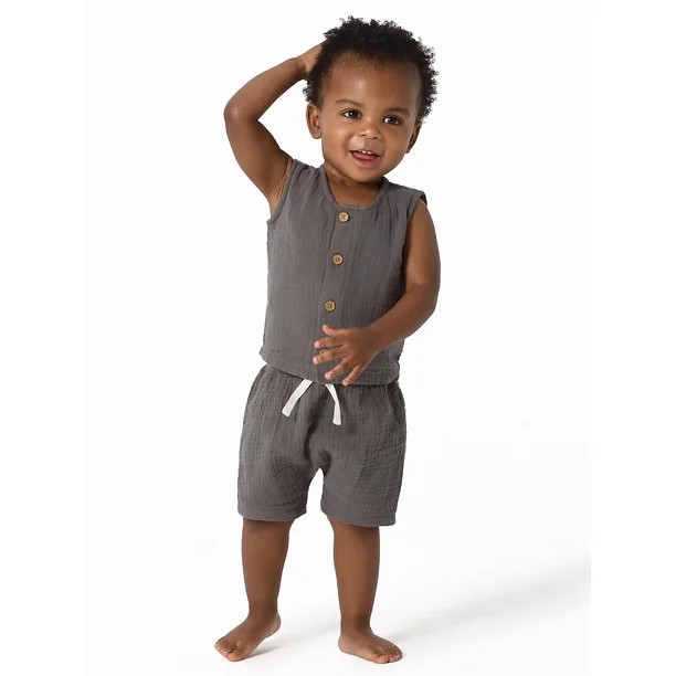 Modern Moments by Gerber Baby Boy Top and Short Outfit Set, 2 Piece, Sizes 0/3 Months-24 Months -... | Walmart (US)