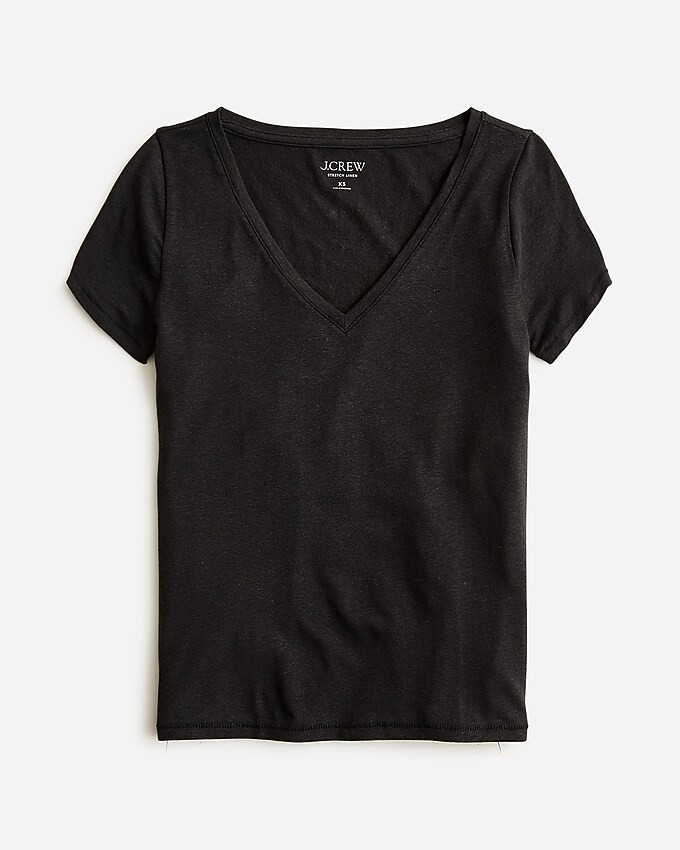 V-neck T-shirt in stretch linen blend | J. Crew US