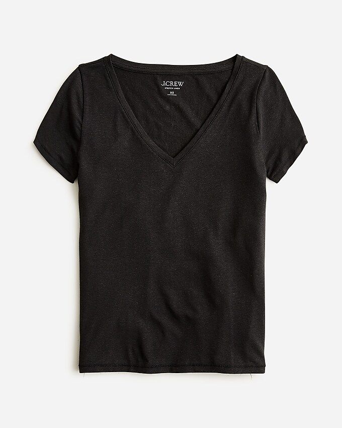 V-neck T-shirt in stretch linen blend | J.Crew US