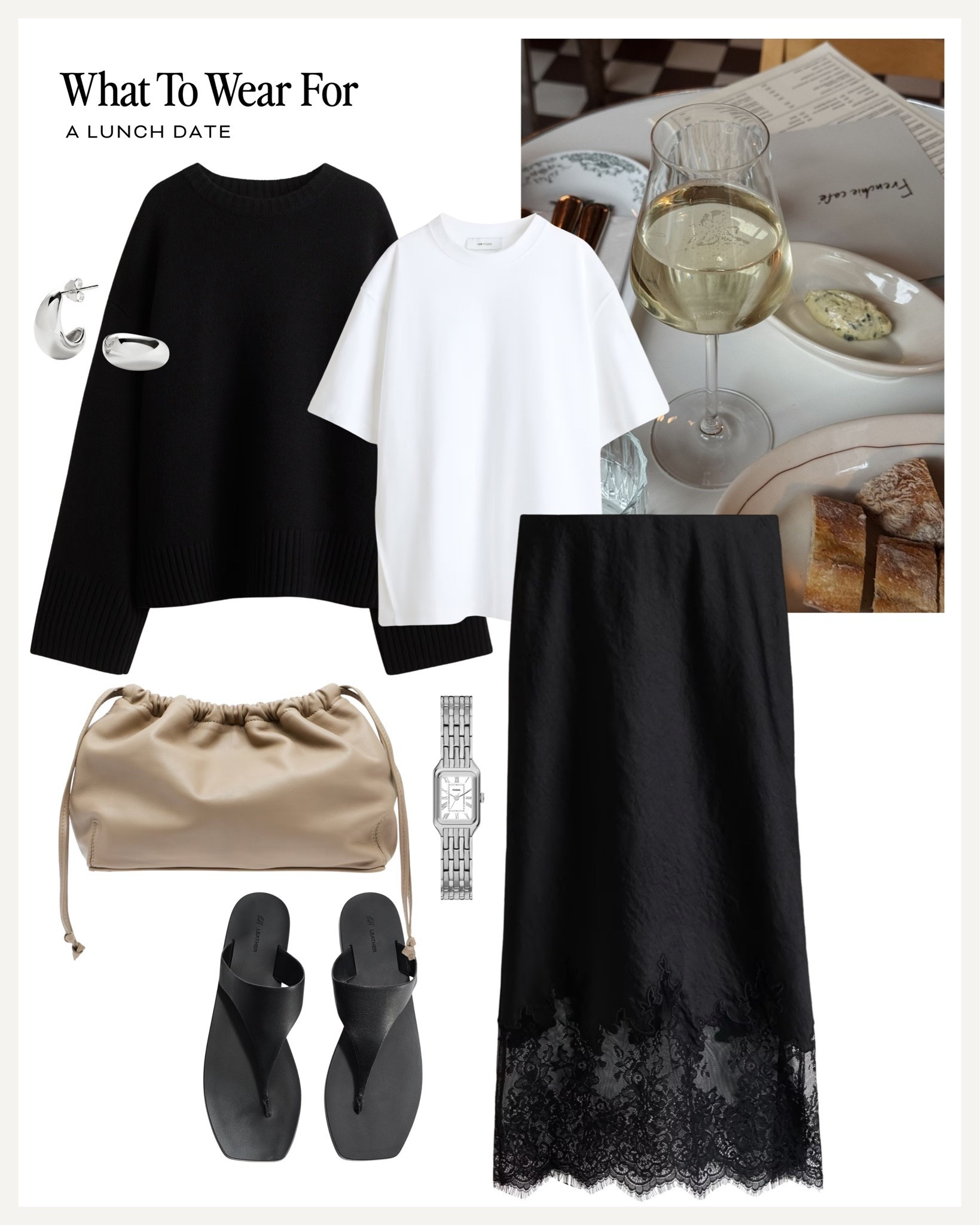 A lunch date 🍷 

Transitional style, summer outfit, date night, satin skirt, black knit, clutch bag, effortless style

#LTKsummer #LTKautumn